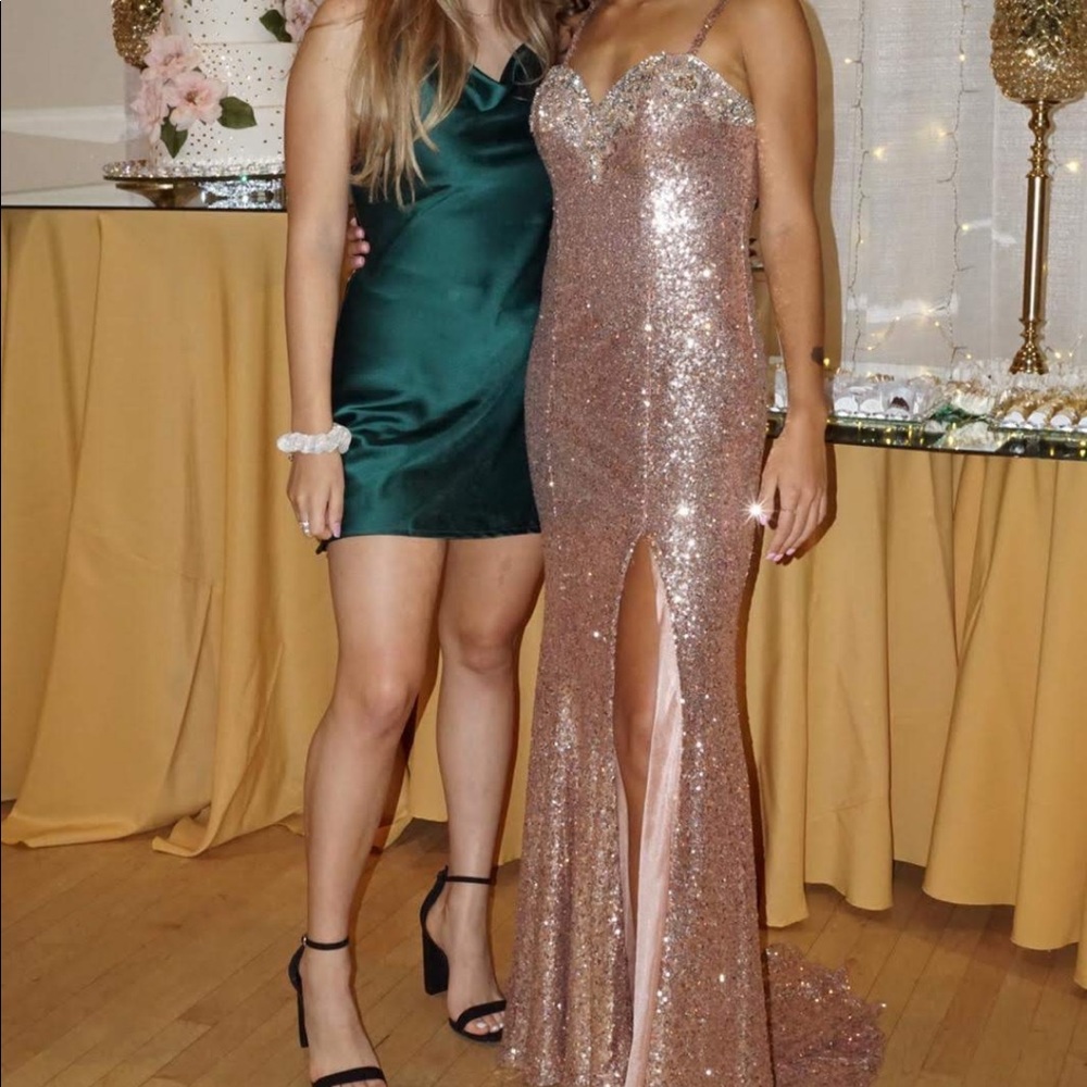 rose gold sparkly prom/ formal wear dress